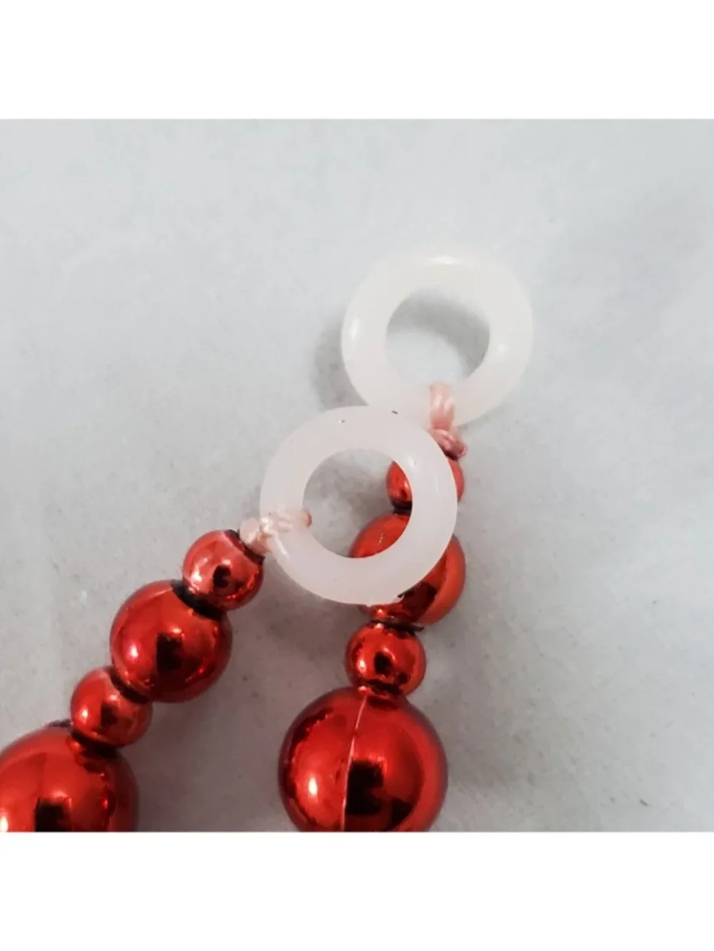 Set of 5 Marshall Fields Red Water Drop Plastic Bead Christmas Garland 9ft each
